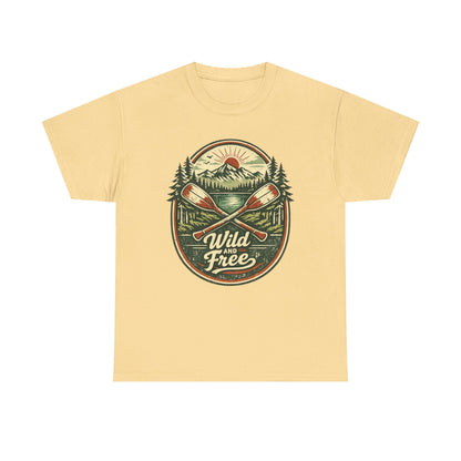 Wild and Free Badge Tee | Vintage Adventure Shirt | Outdoor Explorer Gift