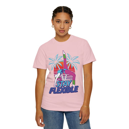 Stay Flexible Retro 80s Backbend Graphic Tee | Vintage Workout Shirt Women