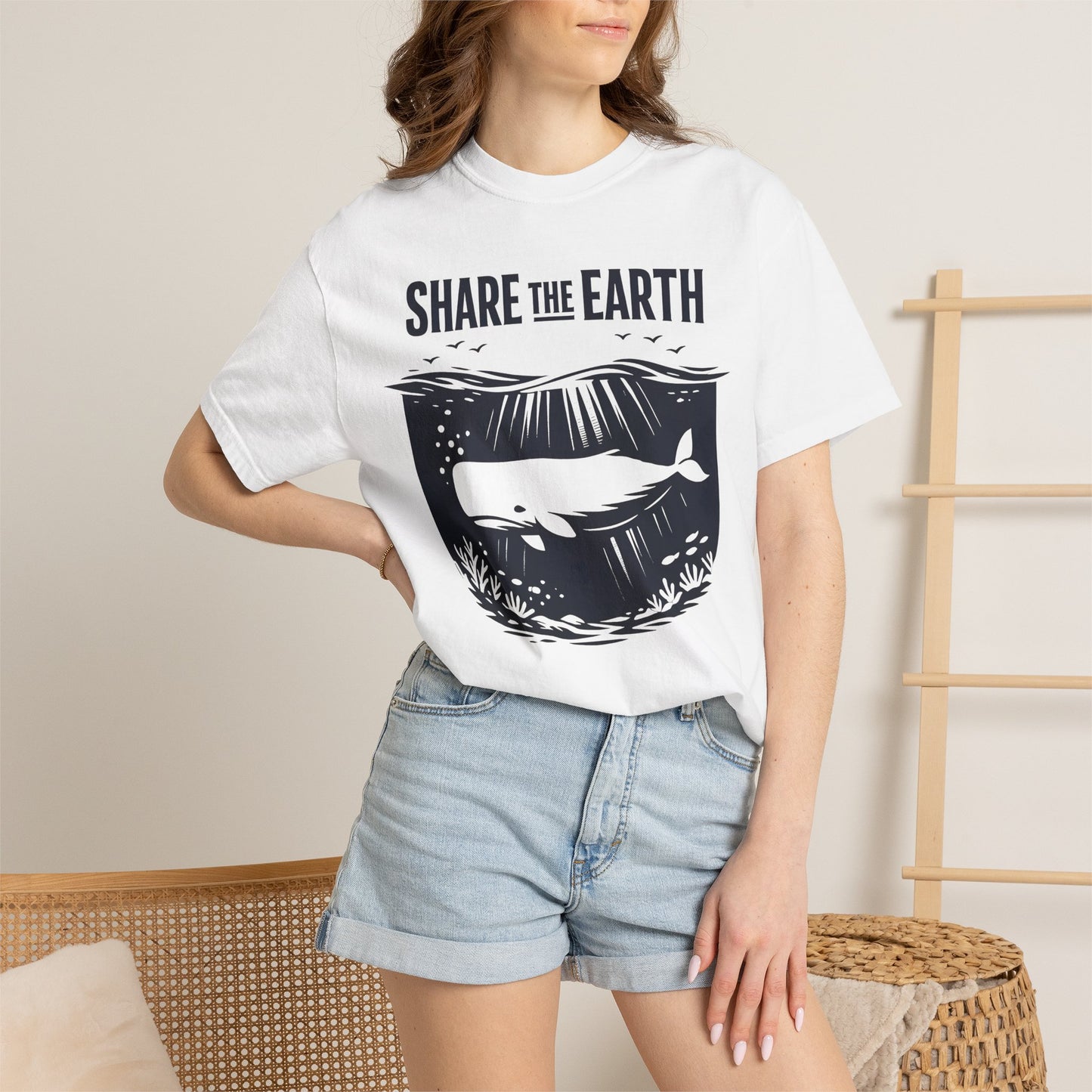 Whale Conservation Tee | Share the Earth Graphic Shirt | Ocean Wildlife Gift | Unisex