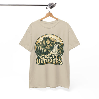Great Outdoors Retro Badge Tee | Yosemite Half Dome Graphic Shirt | Camping Gift