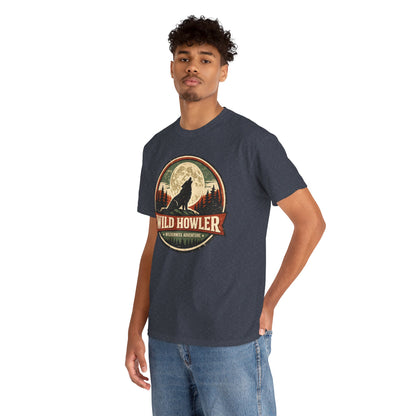Howling Wolf Vintage Badge Tee | Full Moon Wilderness Shirt | Nature Lover Gift
