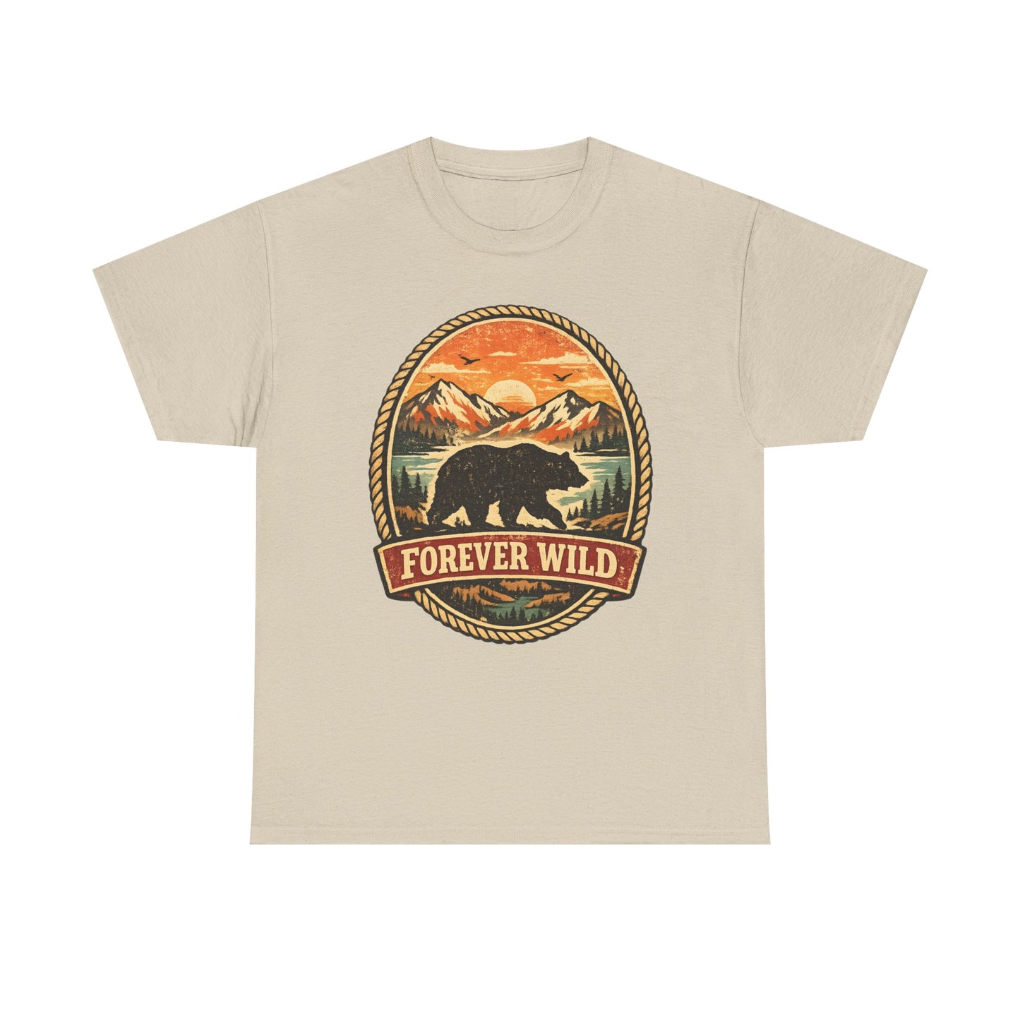 Grizzly Bear Forever Wild Badge Tee | Vintage National Park Shirt | Nature Lover Gift