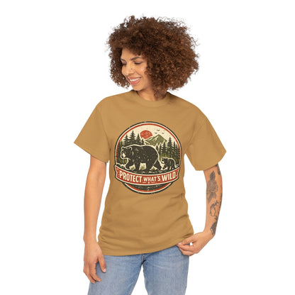 Bear and Cub Retro Badge Tee | Protect What's Wild | Wildlife Lover Gift | Unisex
