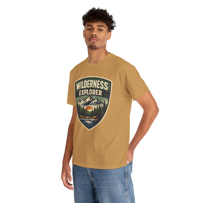 Wilderness Explorer Shield badge Tee | Retro Outdoor Adventure design | Hiking