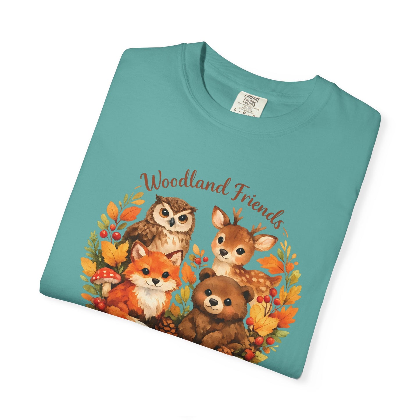 Woodland Friends Badge Watercolor Tee | Fox Bear Deer Owl Shirt | Nature Lover Gift