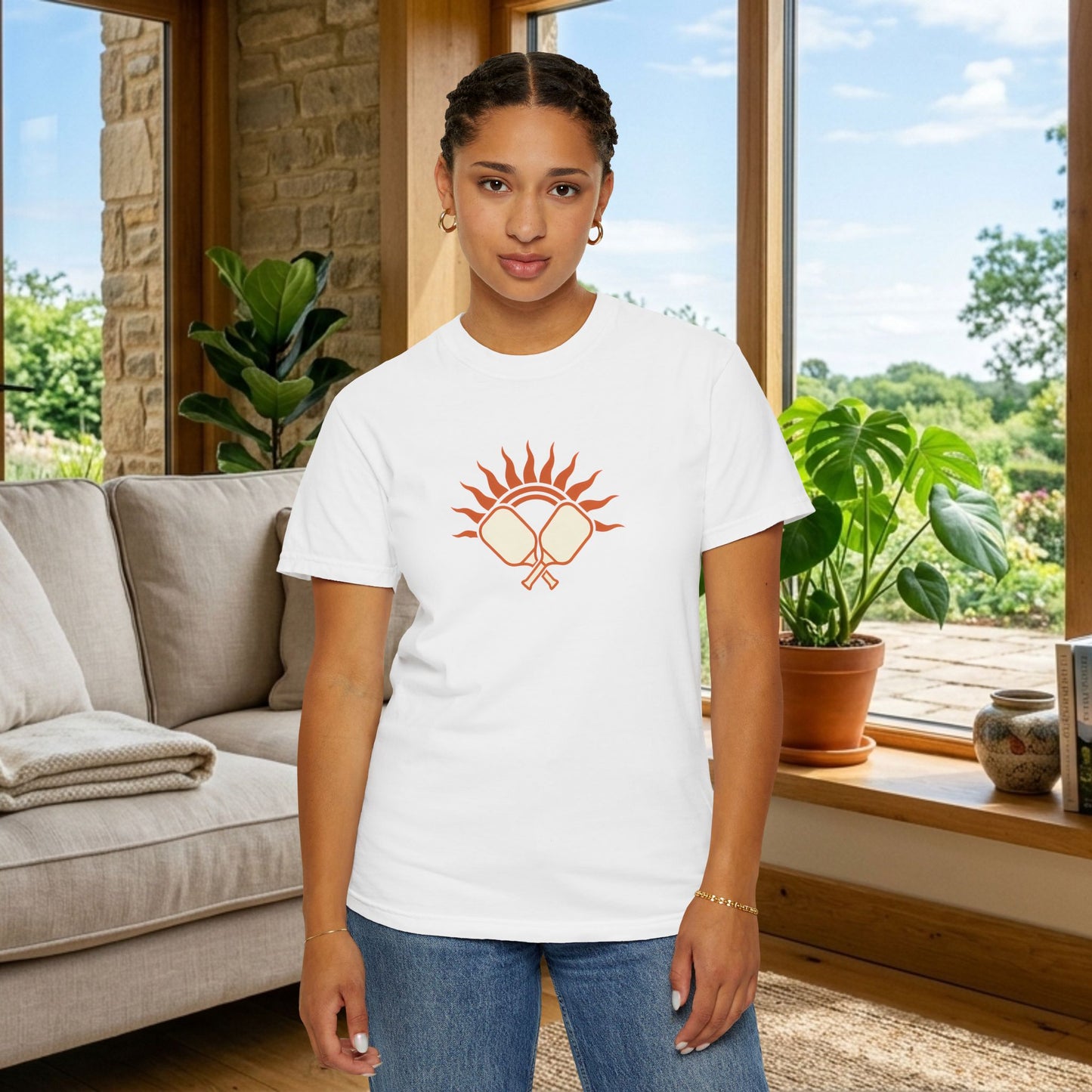 Pickleball Sun Badge Tee Pickler Vintage Minimalist Unisex Shirt