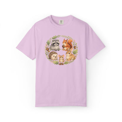 Woodland Animals Circle Watercolor Tee | Forest Creature Gift Shirt | Nature Lover