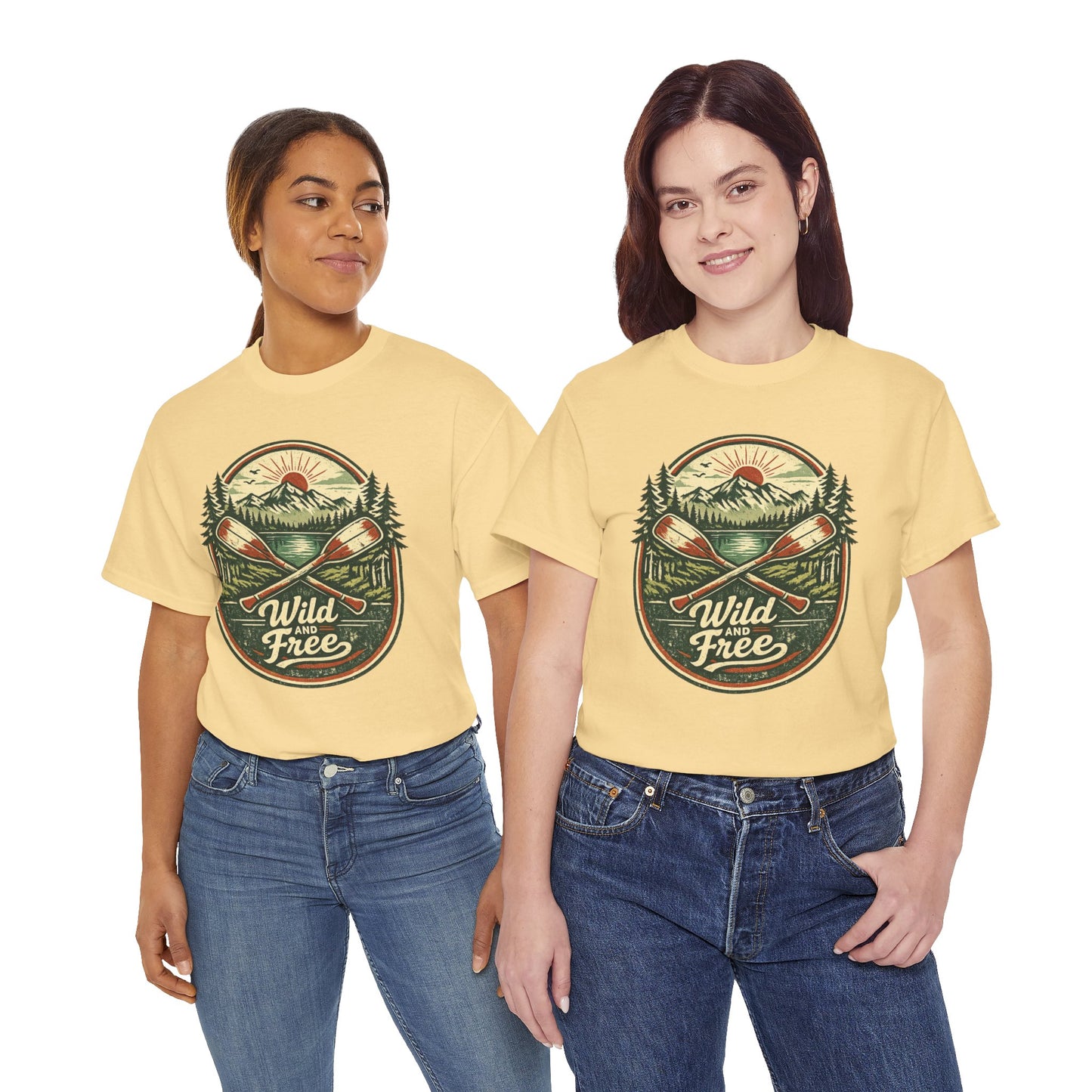 Wild and Free Badge Tee | Vintage Adventure Shirt | Outdoor Explorer Gift