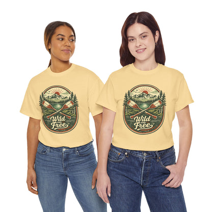 Wild and Free Badge Tee | Vintage Adventure Shirt | Outdoor Explorer Gift