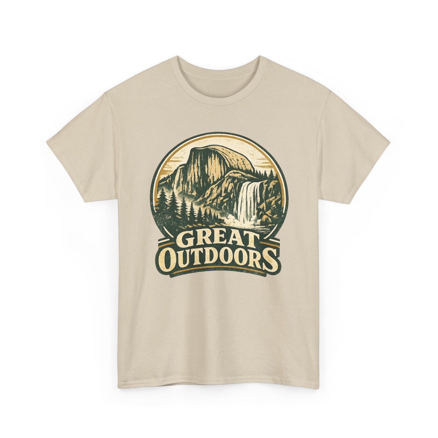 Great Outdoors Retro Badge Tee | Yosemite Half Dome Graphic Shirt | Camping Gift