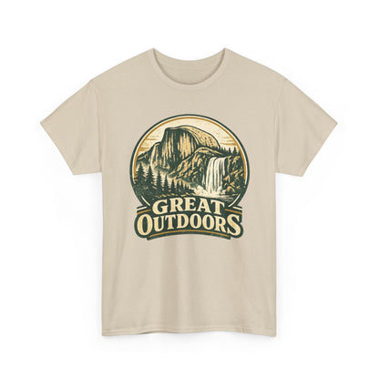 Great Outdoors Retro Badge Tee | Yosemite Half Dome Graphic Shirt | Camping Gift