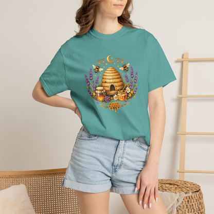 Beehive Honey and Lavender Tee | Vintage Nature Art Shirt | Botanical Garden Gift