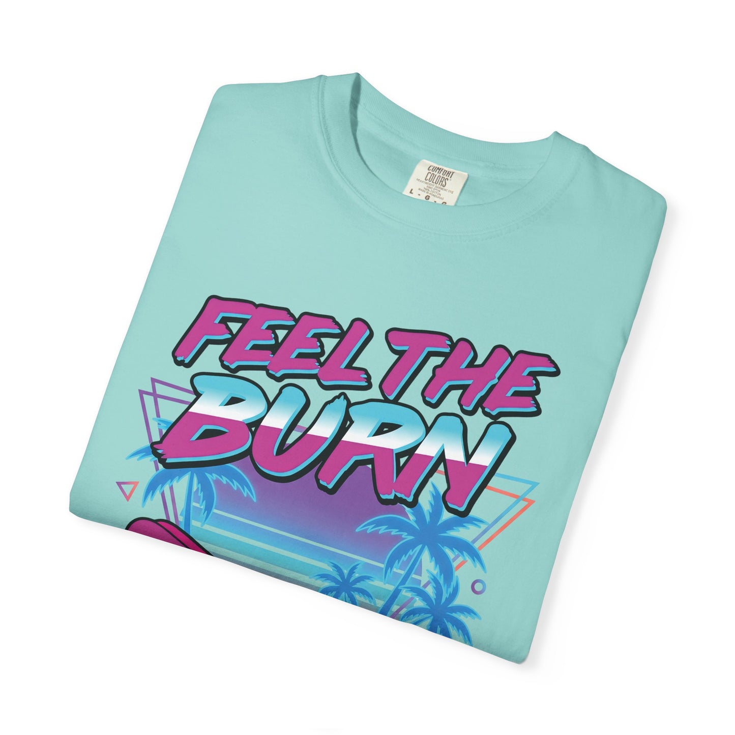 Feel the Burn Neon 80s Aerobics Graphic Tee | Retro Workout Shirt Women