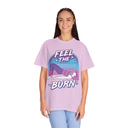 Feel the Burn Retro 80s Glute Thrust Pose Graphic Tee | Vintage Workout Shirt