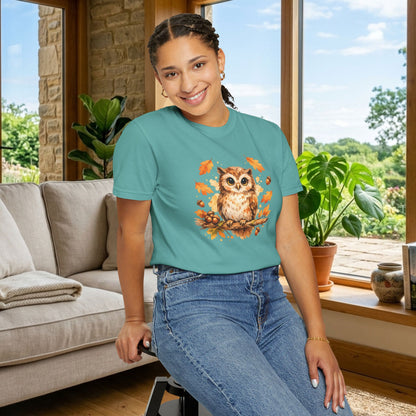 Watercolor Owl Graphic Tee | Autumn Wildlife Art Shirt | Owl Lover Gift