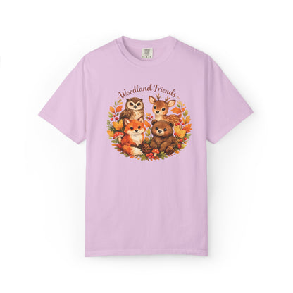 Woodland Friends Badge Watercolor Tee | Fox Bear Deer Owl Shirt | Nature Lover Gift