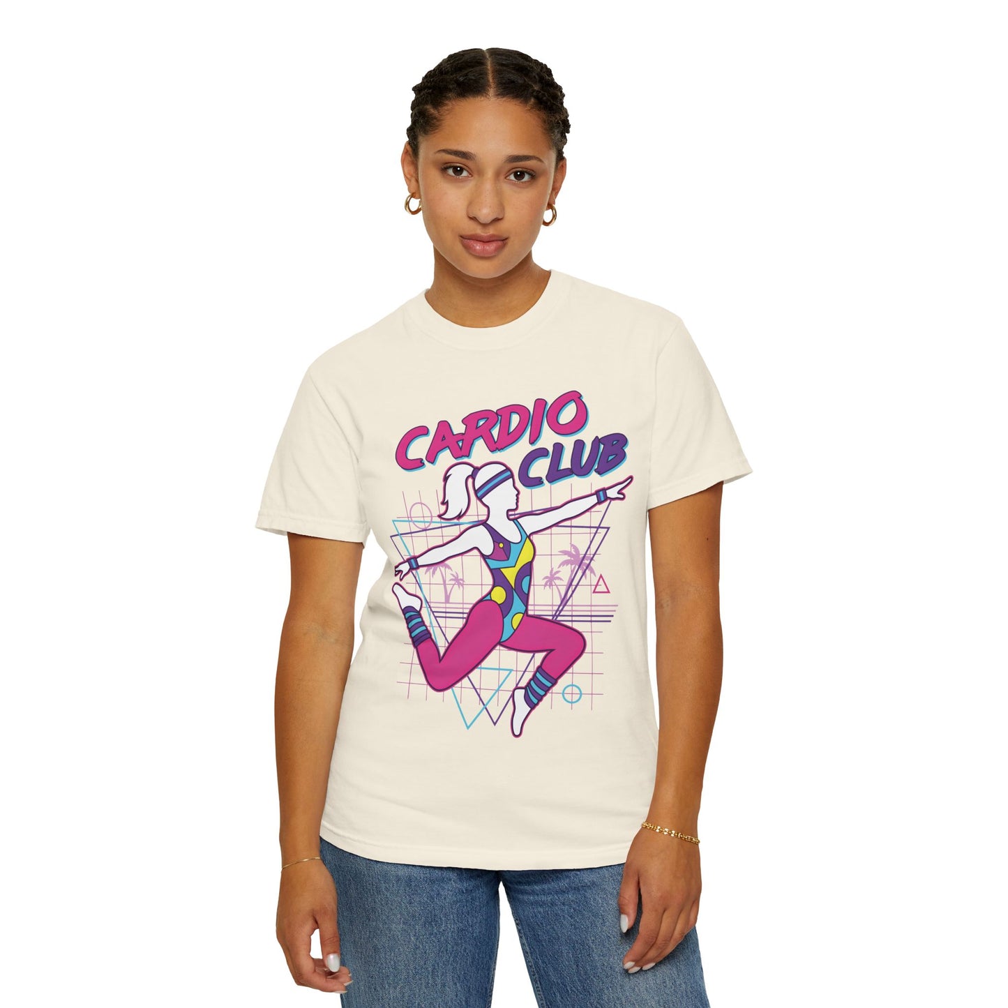 Cardio Club Retro 80s Grid Aerobics Graphic Tee | Vintage Gym Shirt Women