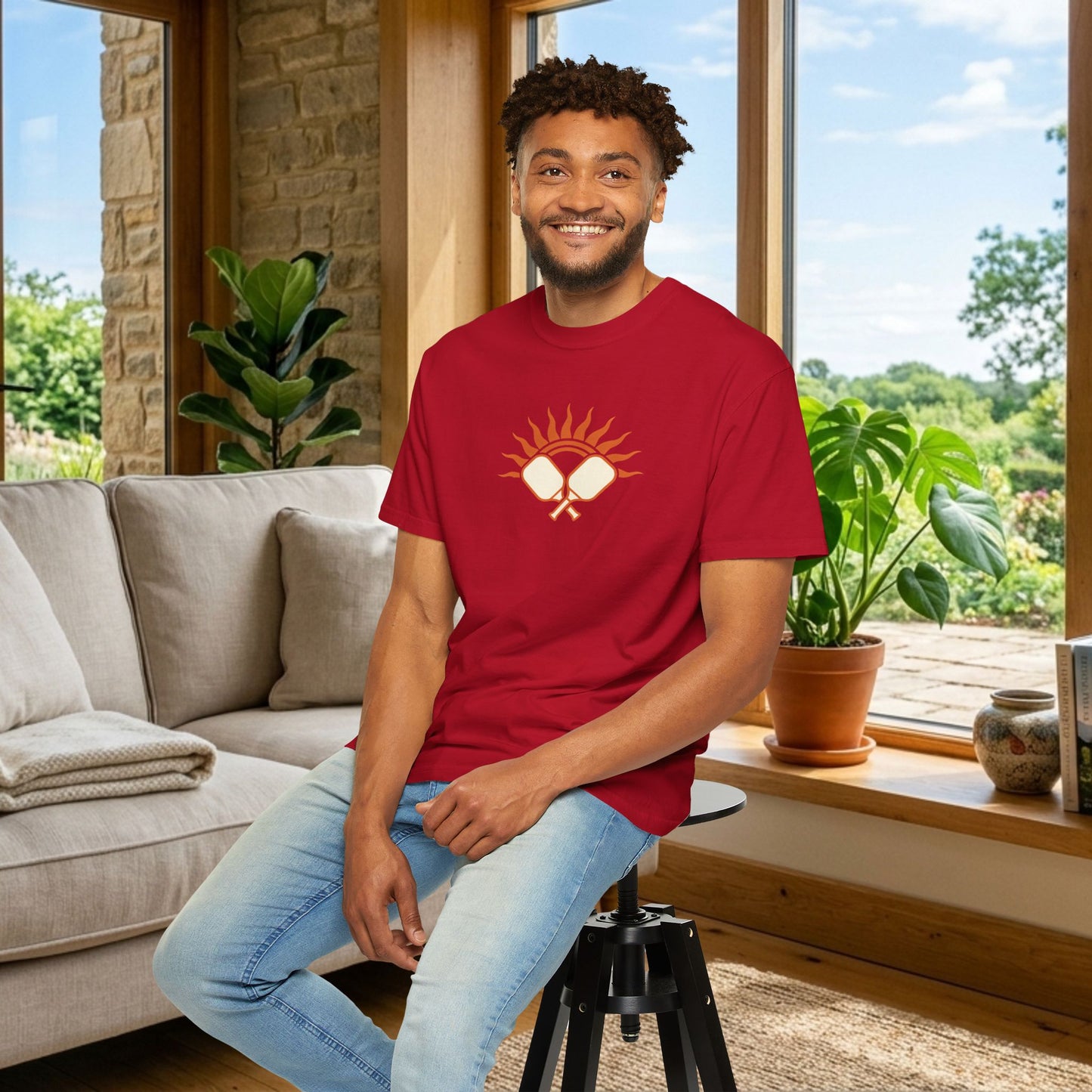 Pickleball Sun Badge Tee Pickler Vintage Minimalist Unisex Shirt