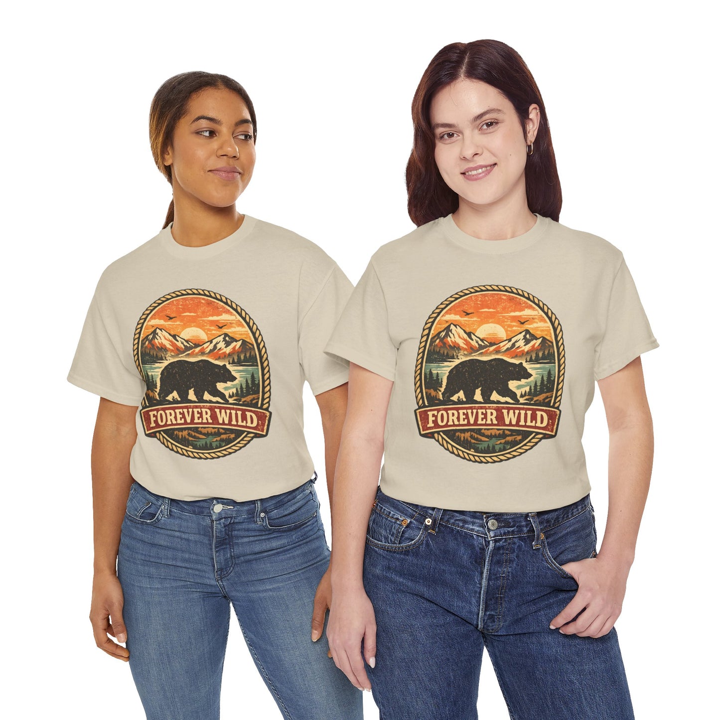 Grizzly Bear Forever Wild Badge Tee | Vintage National Park Shirt | Nature Lover Gift