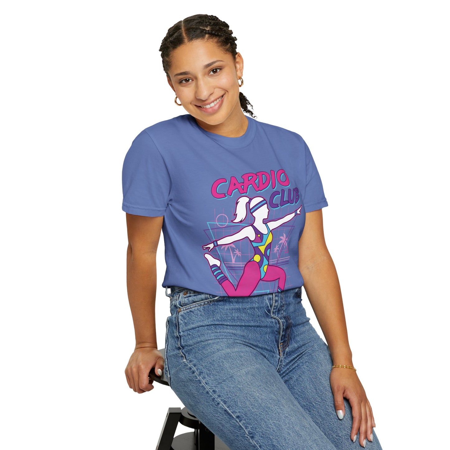 Cardio Club Retro 80s Grid Aerobics Graphic Tee | Vintage Gym Shirt Women
