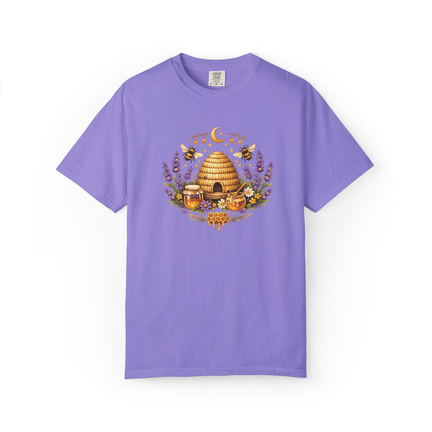 Beehive Honey and Lavender Tee | Vintage Nature Art Shirt | Botanical Garden Gift