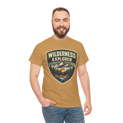 Wilderness Explorer Shield badge Tee | Retro Outdoor Adventure design | Hiking