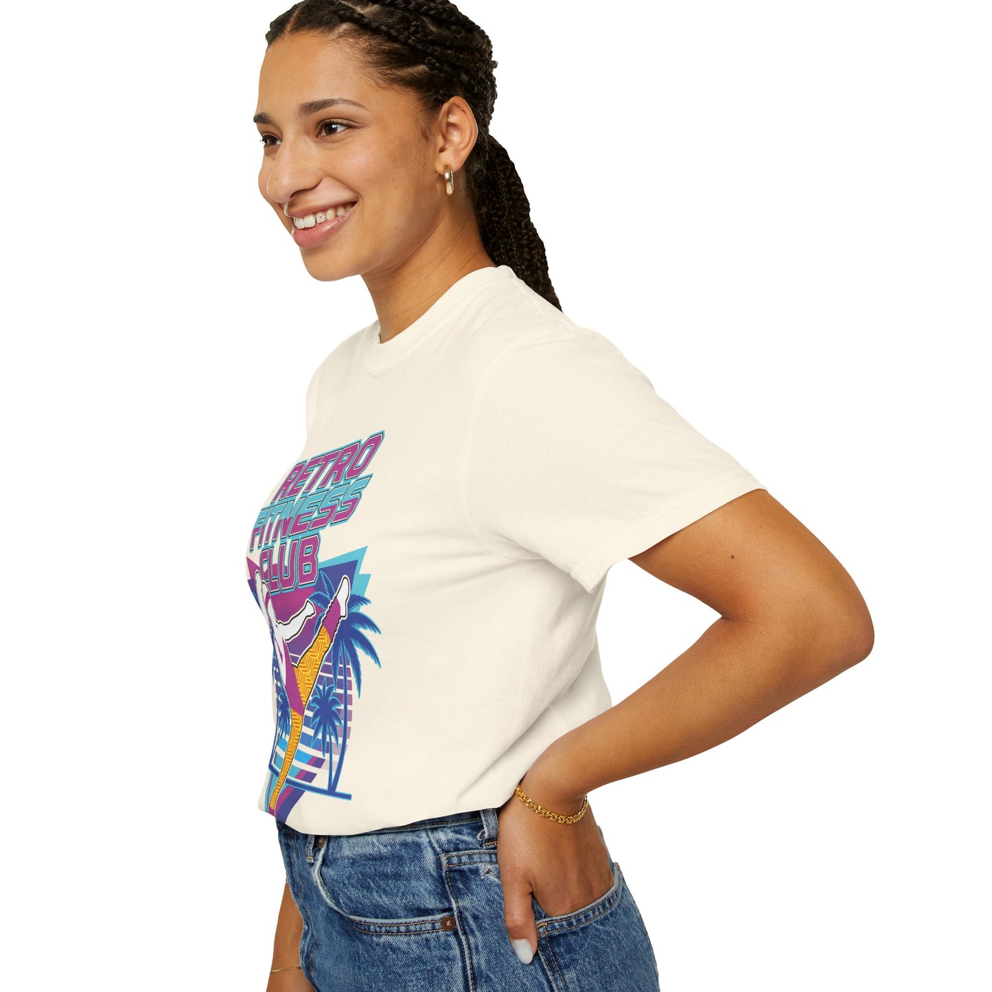 Retro Fitness Club High Kick 80s Tee | Vintage Aerobics Shirt Women