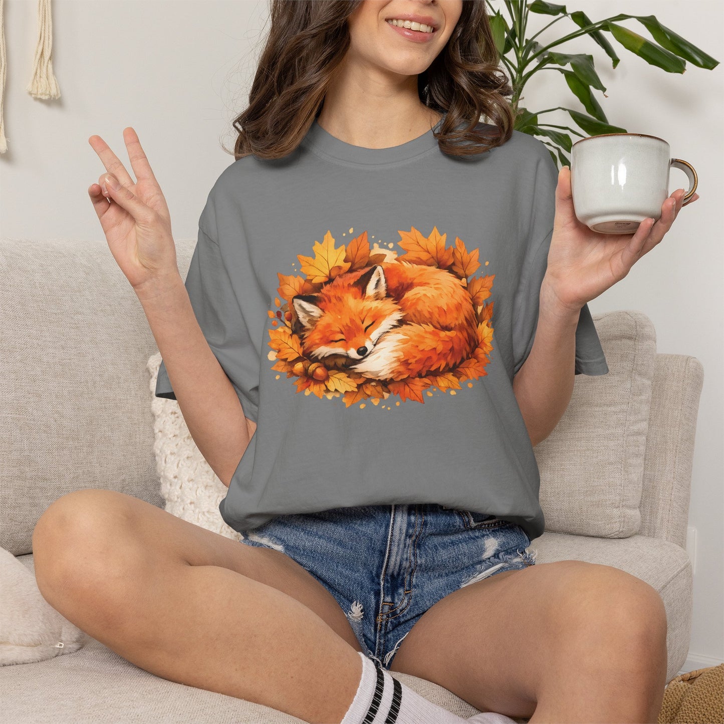 Sleeping Fox Watercolor Graphic Tee | Cozy Woodland Animal Shirt | Nature Lover Gift