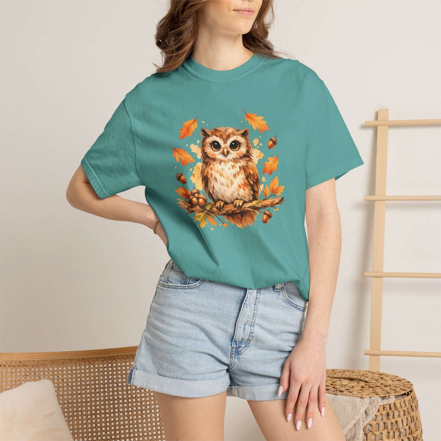 Watercolor Owl Graphic Tee | Autumn Wildlife Art Shirt | Owl Lover Gift