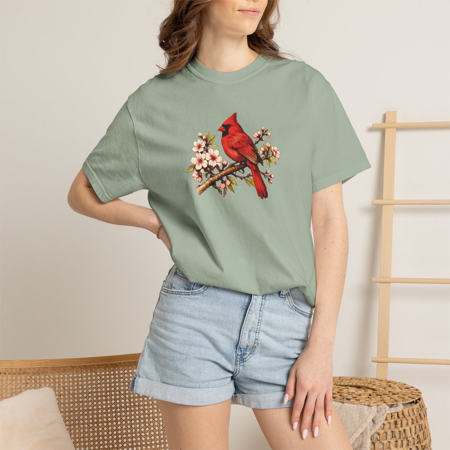 Cardinal Botanical Tee | Vintage Bird Art Shirt | Bird Watcher Gift
