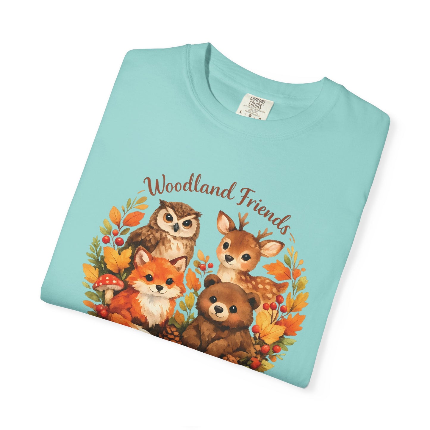 Woodland Friends Badge Watercolor Tee | Fox Bear Deer Owl Shirt | Nature Lover Gift