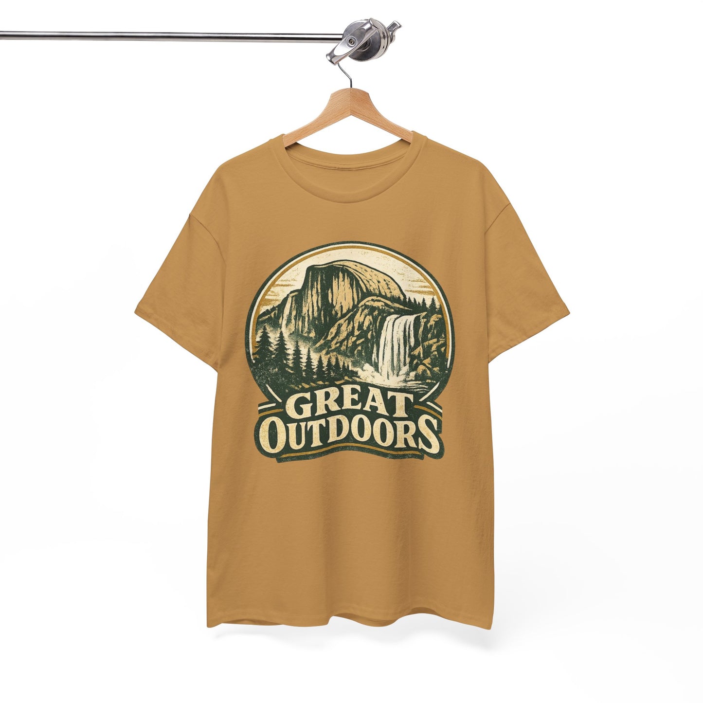 Great Outdoors Retro Badge Tee | Yosemite Half Dome Graphic Shirt | Camping Gift