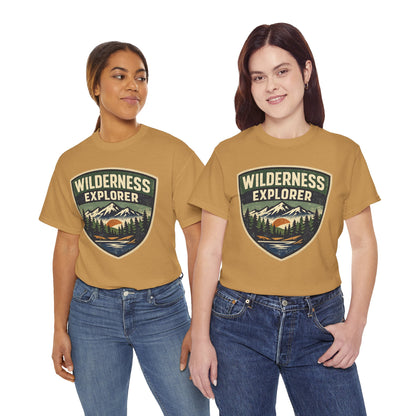 Wilderness Explorer Shield badge Tee | Retro Outdoor Adventure design | Hiking
