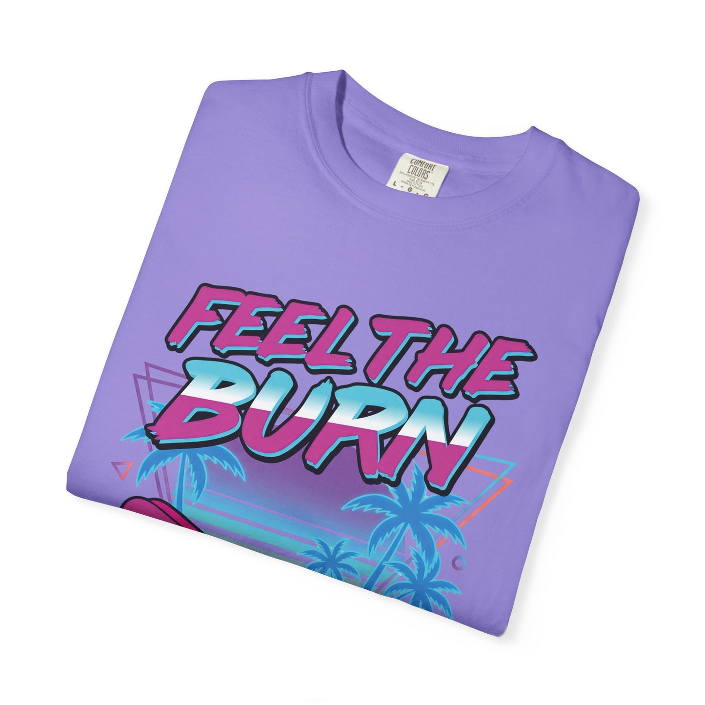 Feel the Burn Neon 80s Aerobics Graphic Tee | Retro Workout Shirt Women
