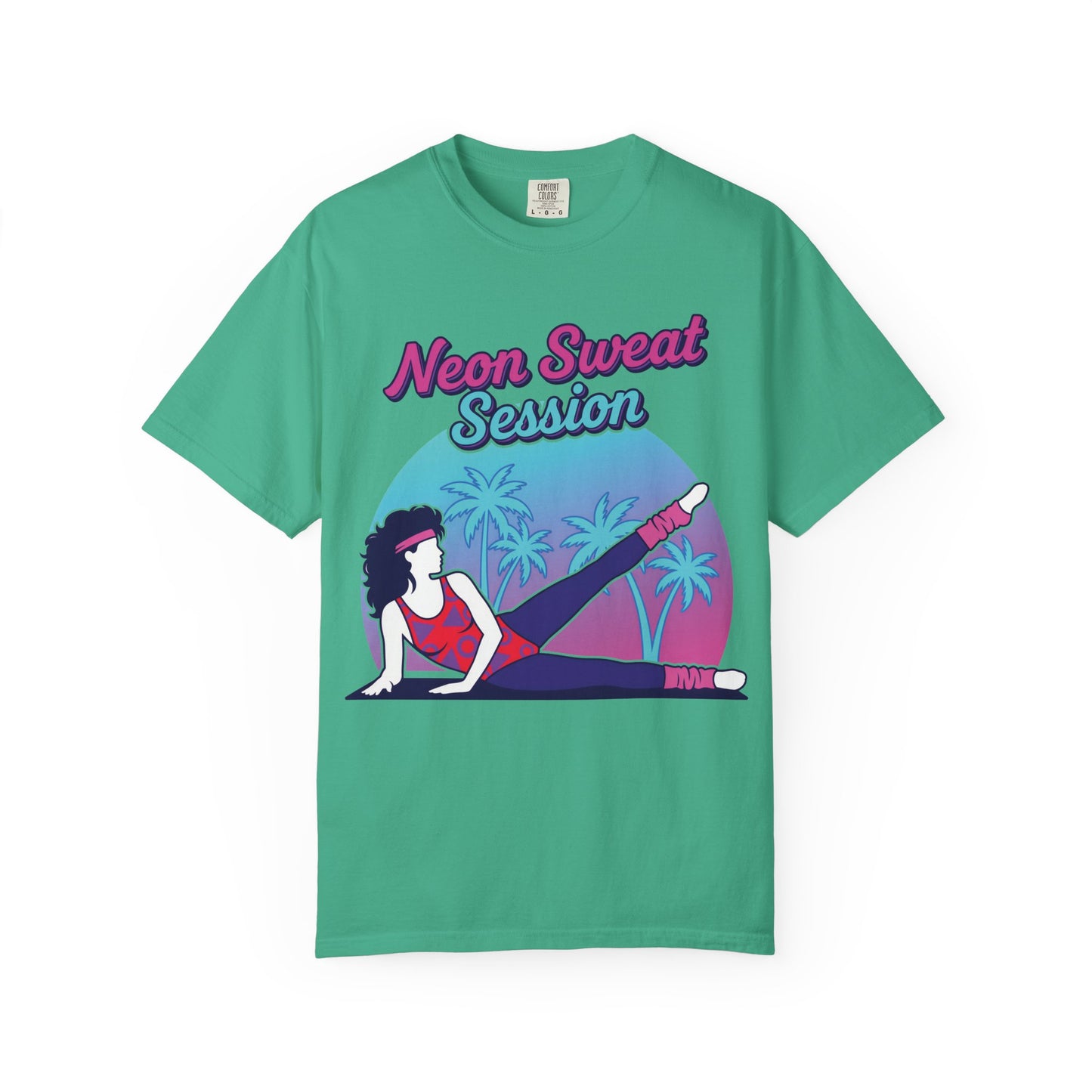 Neon Sweat Session Retro 80s Aerobics Graphic Tee | Vintage Workout Shirt