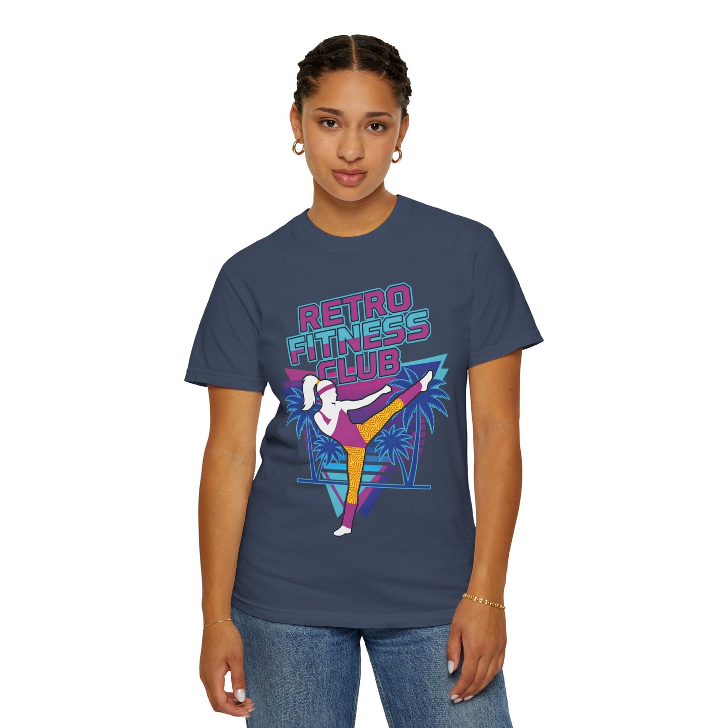Retro Fitness Club High Kick 80s Tee | Vintage Aerobics Shirt Women