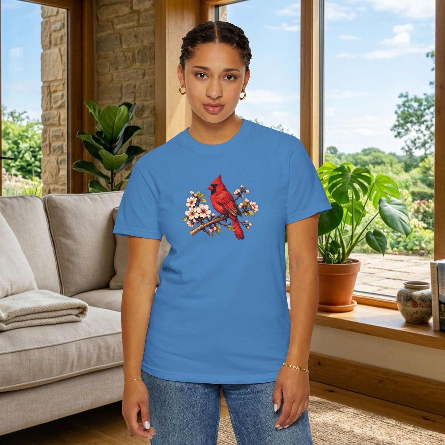 Cardinal Botanical Tee | Vintage Bird Art Shirt | Bird Watcher Gift