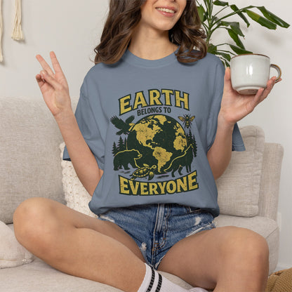 Earth Belongs to Everyone Earth Day Tee | Conservation Art Shirt | Wildlife Gift