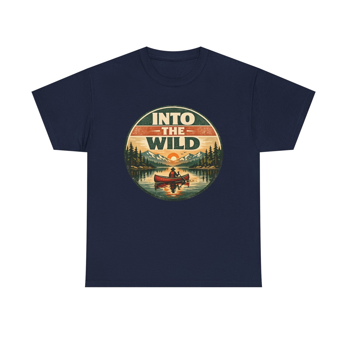Into the Wild Canoe Badge Tee | Vintage Outdoor Graphic Shirt | Camping Adventure Gift