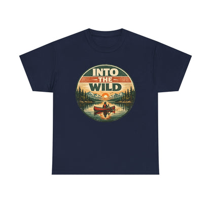 Into the Wild Canoe Badge Tee | Vintage Outdoor Graphic Shirt | Camping Adventure Gift