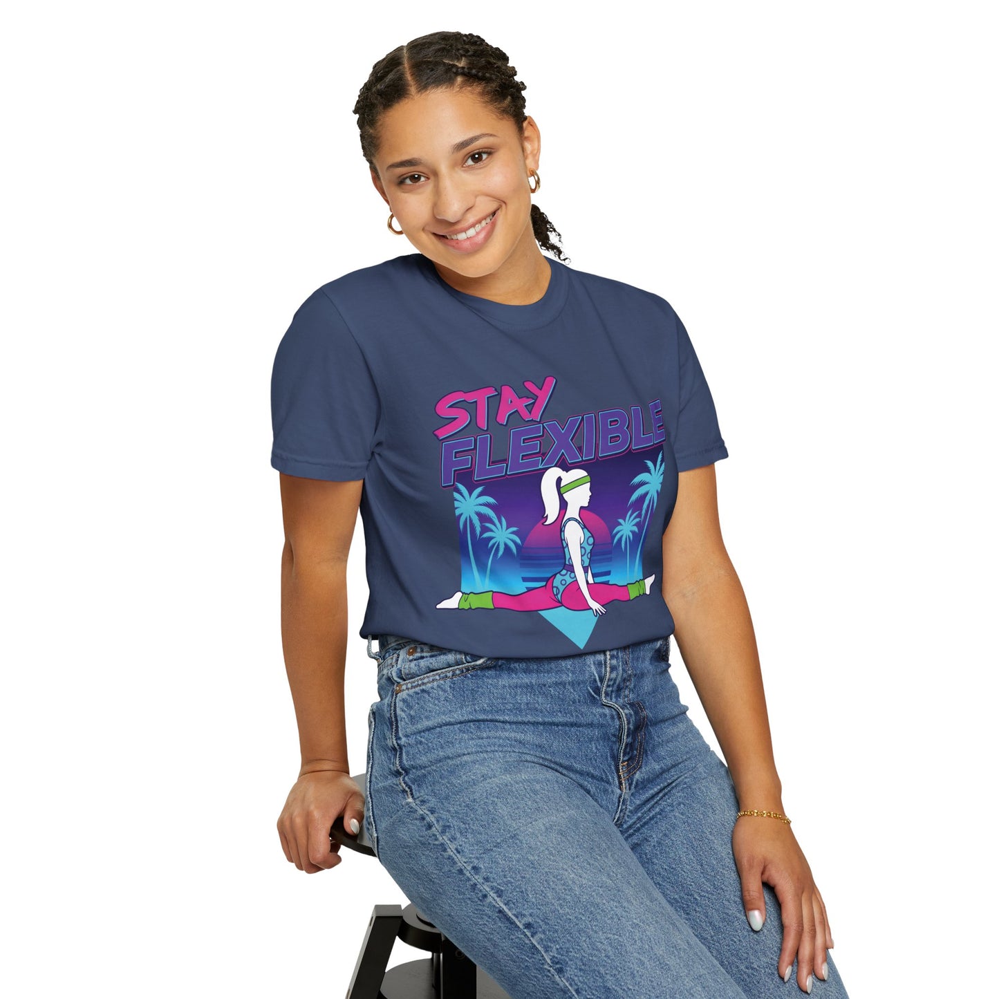 Stay Flexible Retro 80s Splits Aerobics Tee | Vintage Gym Shirt Women