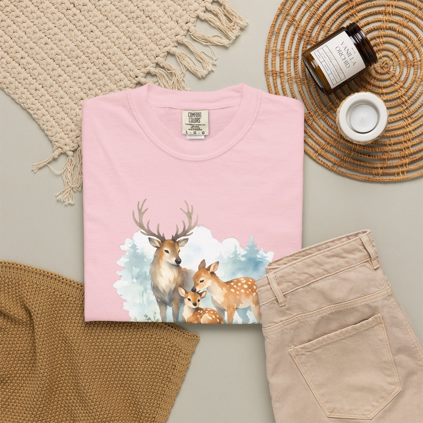 Watercolor Deer Family Tee | Forest Wildlife Art Shirt | Nature Lover Gift | Unisex