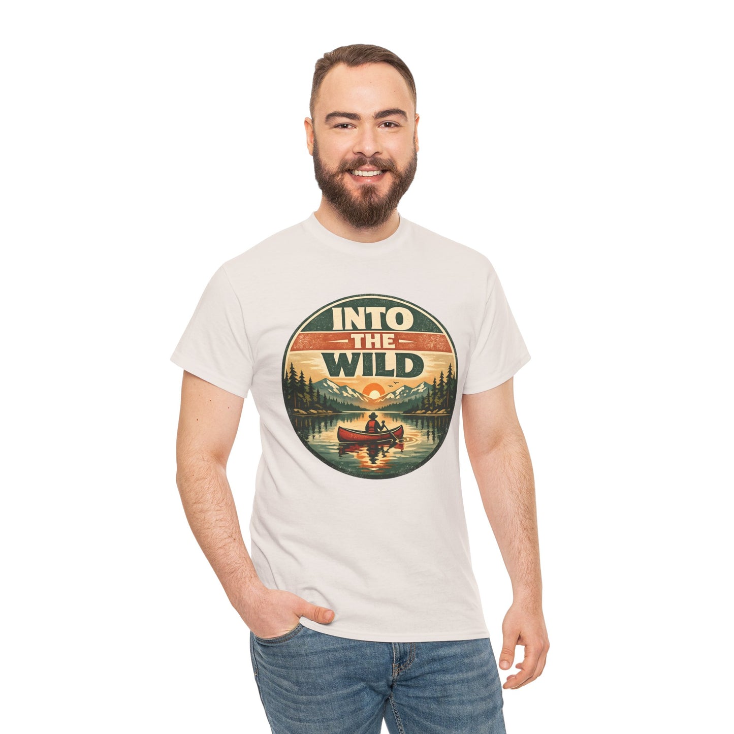 Into the Wild Canoe Badge Tee | Vintage Outdoor Graphic Shirt | Camping Adventure Gift