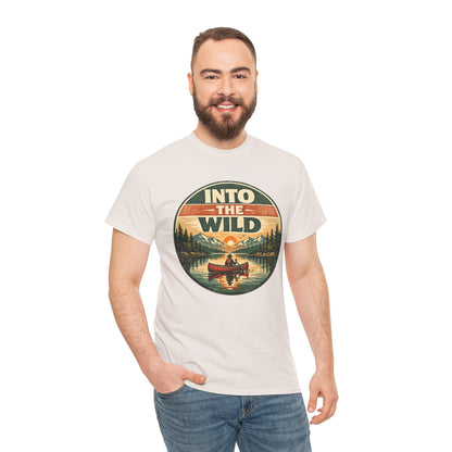 Into the Wild Canoe Badge Tee | Vintage Outdoor Graphic Shirt | Camping Adventure Gift