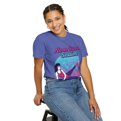 Neon Sweat Session Retro 80s Aerobics Graphic Tee | Vintage Workout Shirt