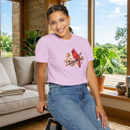 Cardinal Botanical Tee | Vintage Bird Art Shirt | Bird Watcher Gift