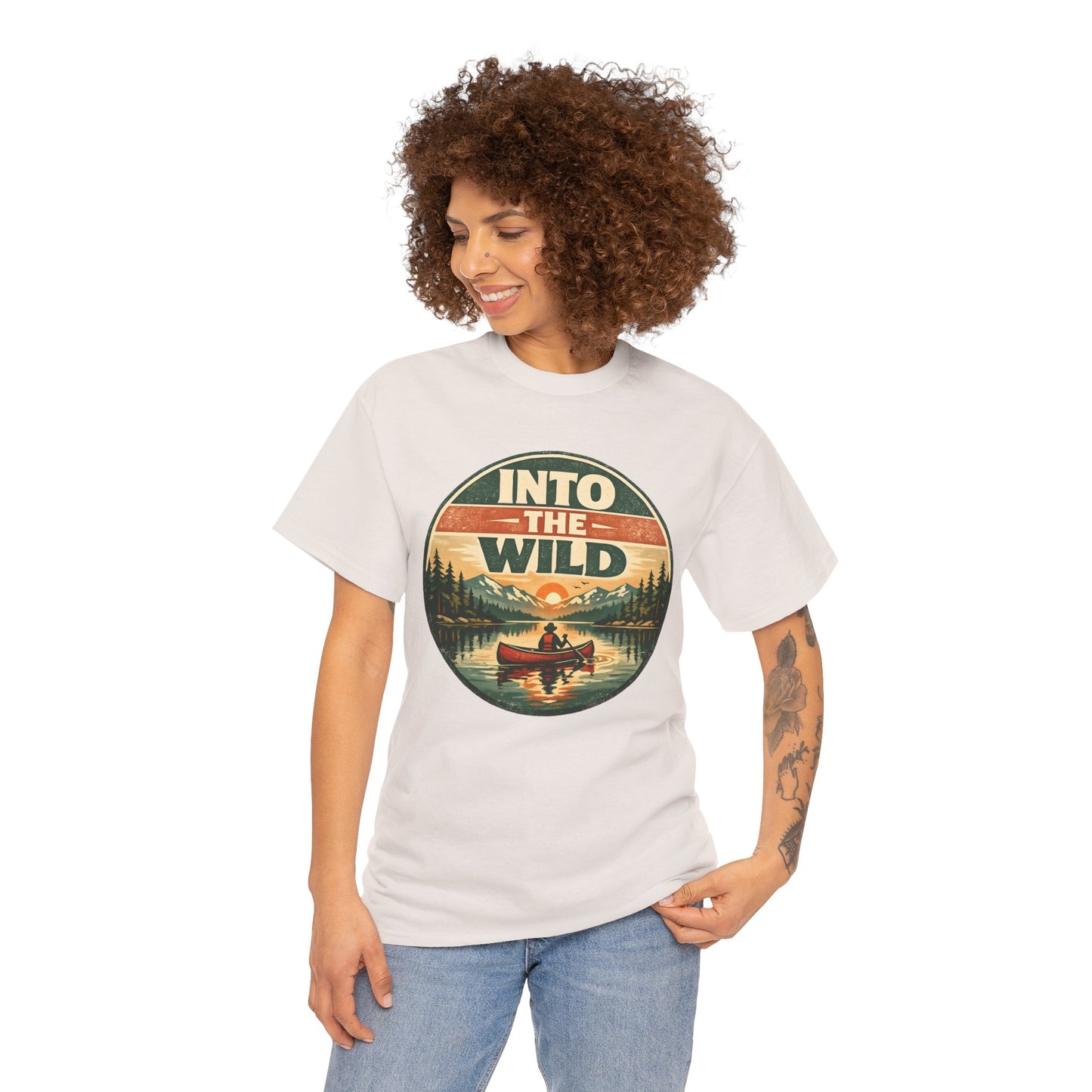 Into the Wild Canoe Badge Tee | Vintage Outdoor Graphic Shirt | Camping Adventure Gift