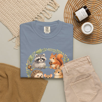 Woodland Animals Circle Watercolor Tee | Forest Creature Gift Shirt | Nature Lover