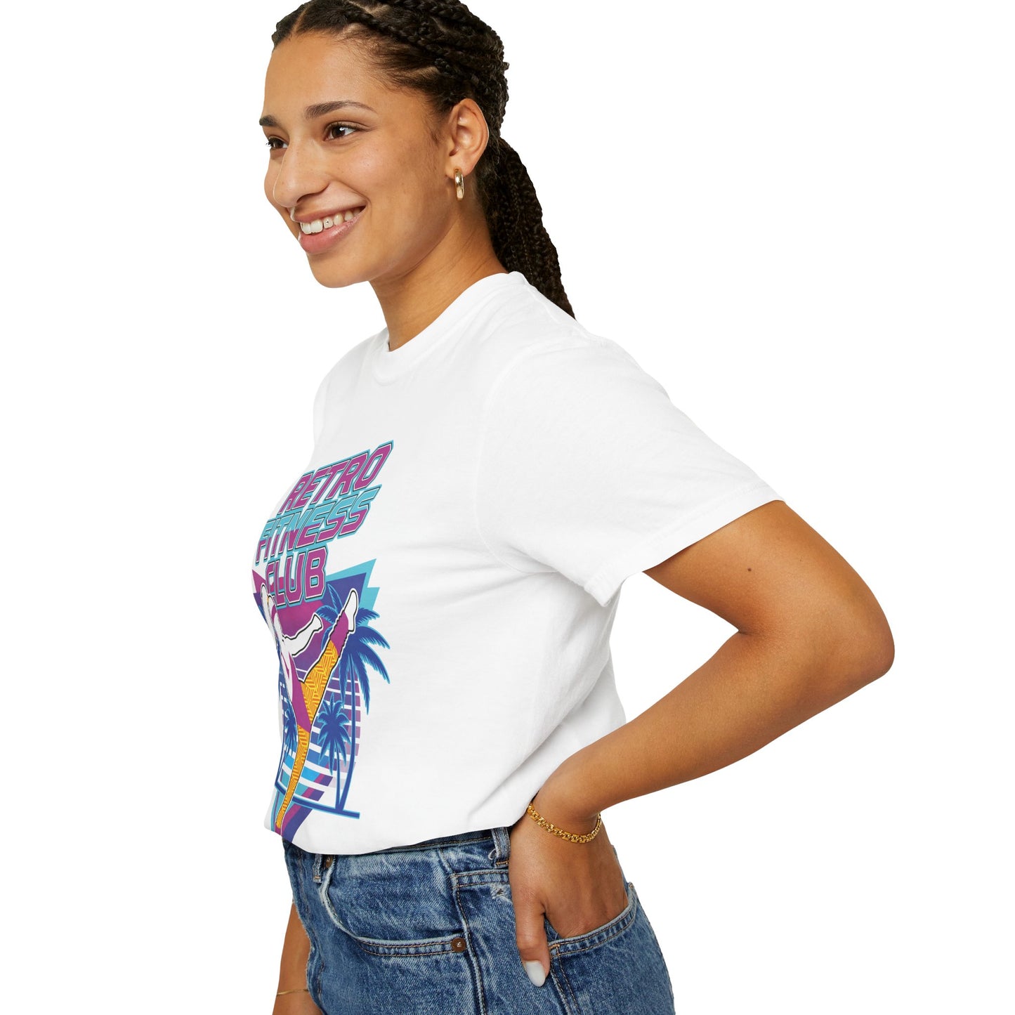 Retro Fitness Club High Kick 80s Tee | Vintage Aerobics Shirt Women