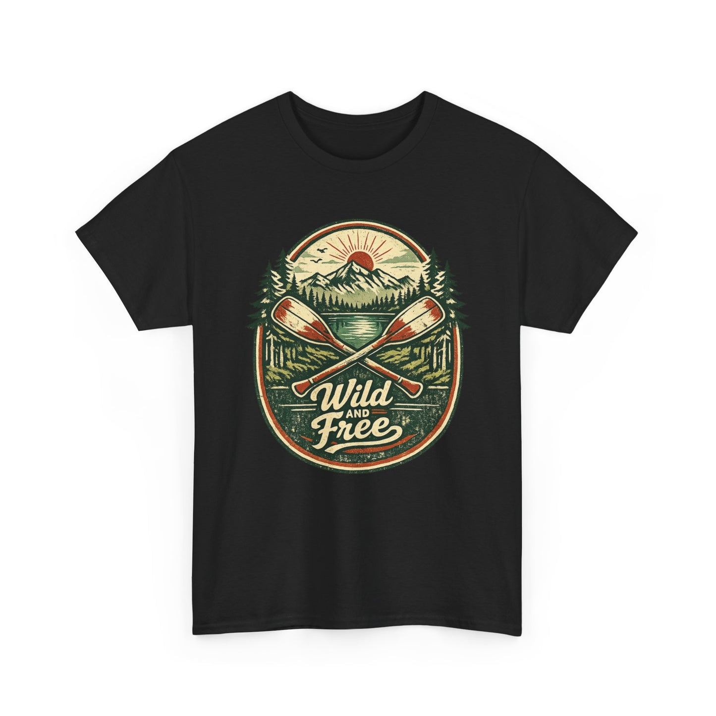 Wild and Free Badge Tee | Vintage Adventure Shirt | Outdoor Explorer Gift